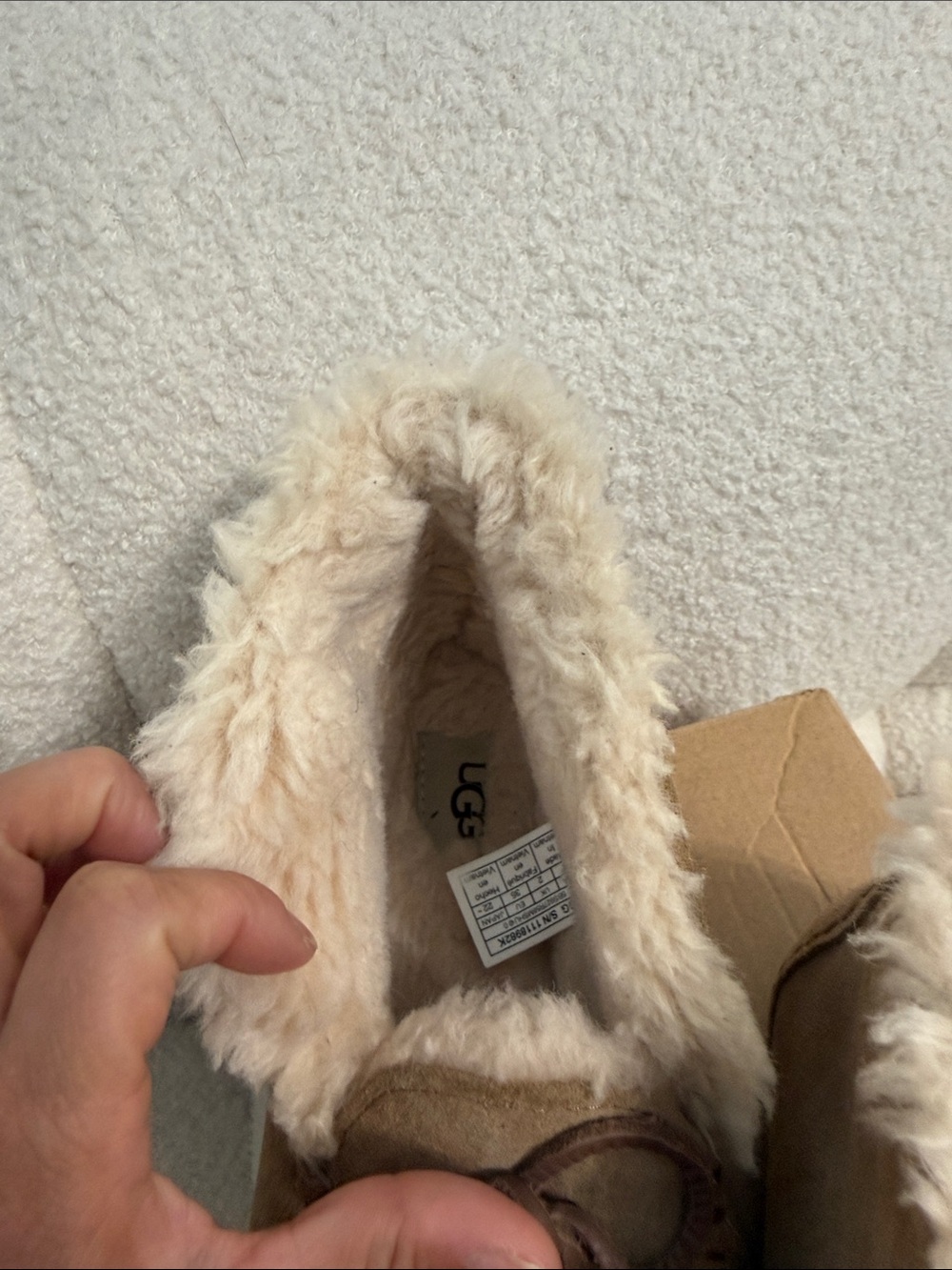 UGG Kids Chestnut Brown Suede Moccasin Slippers with Shearling Lining - Picture 9 of 11